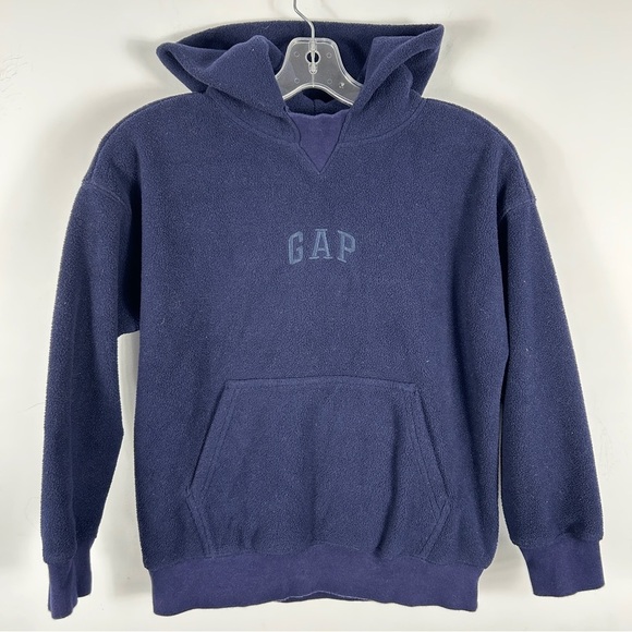 ❤️ GAP Kids Blue Fleece Pull Over Hoodie Sweatshirt - Picture 1 of 9